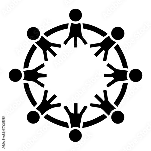 Black silhouette of a circle of people holding hands demonstrating unity and solidarity