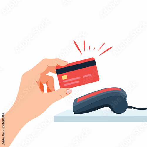 Human hand holding credit card for payment at store, transaction decline