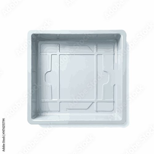Empty dishwasher tray on white background, minimalistic design