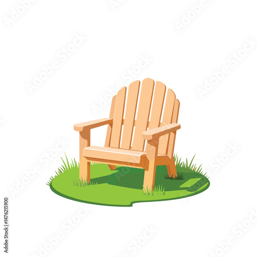 Stylish garden chair on trimmed grass with soft shadows, relaxation