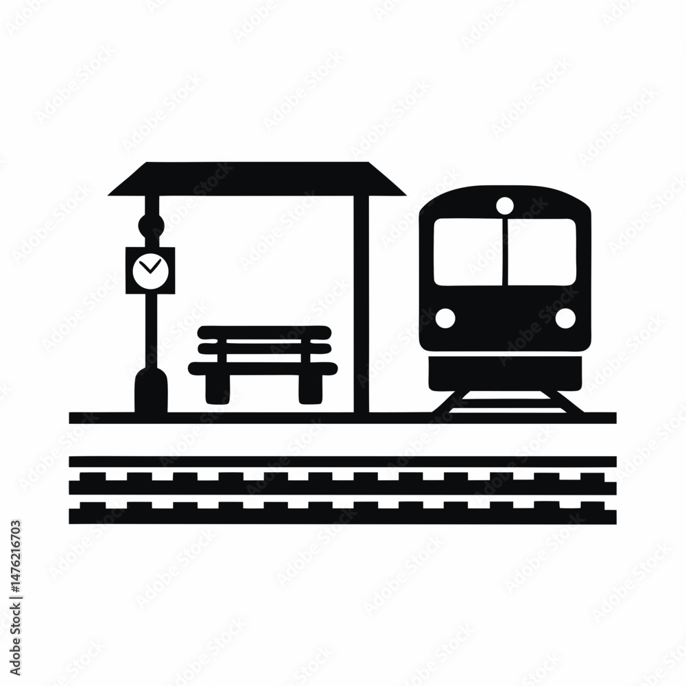 Train Stop silhouette vector illustration Train Stop silhouette vector illustration