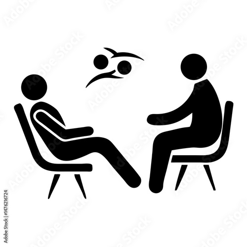 Silhouette illustration of mental health support with vector representation of group therapy