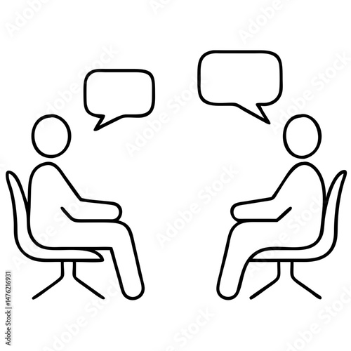 Vector illustration depicting therapist and patient sitting together in session three