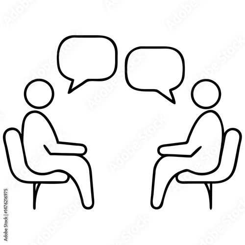 Vector illustration of therapist and patient sitting showing therapy session icon