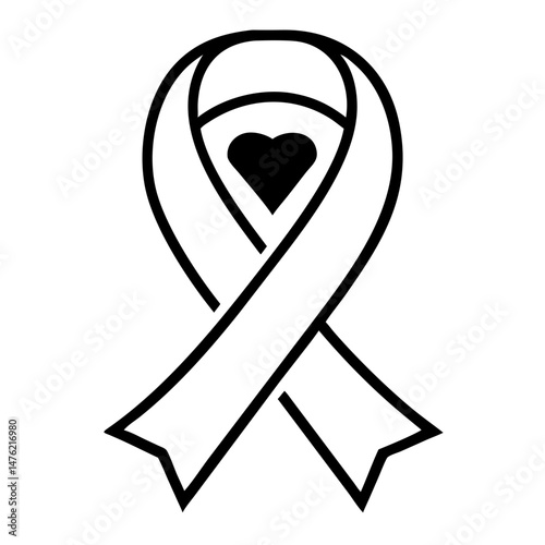 Vector outline design of mental health awareness ribbon with transparency