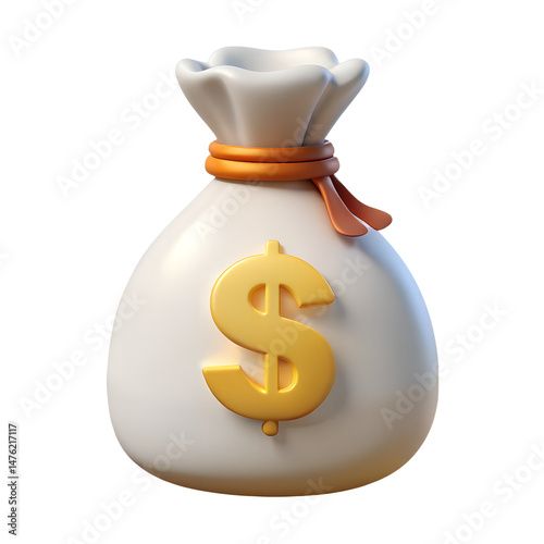 White Money Bag Dollar Currency Sign - 3D Sign