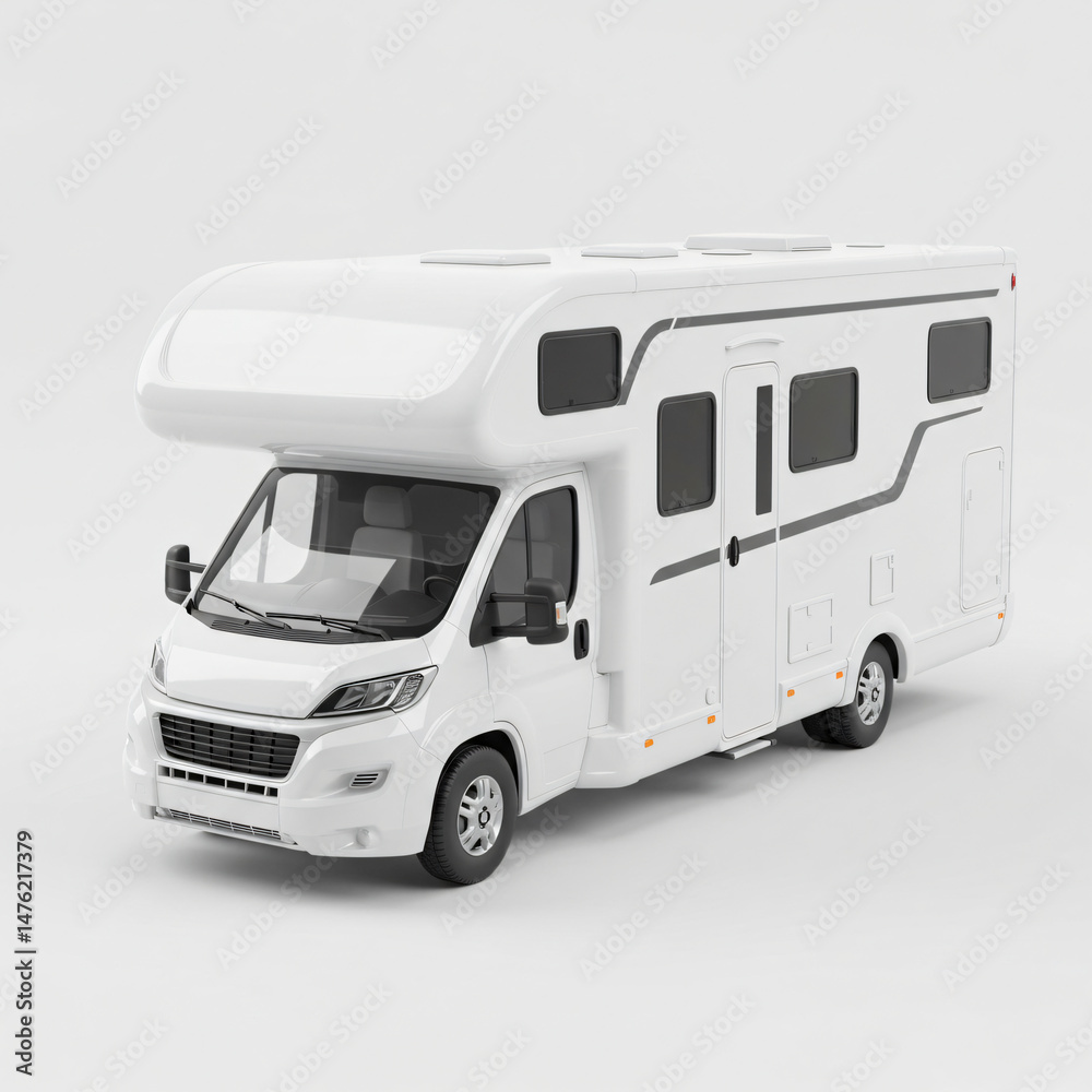 Naklejka premium White Motorhome Angled View on White Background