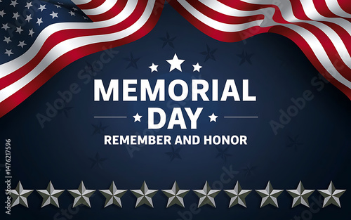 Commemorative Memorial Day Graphic with American Flag. Memorial Day 2025 images