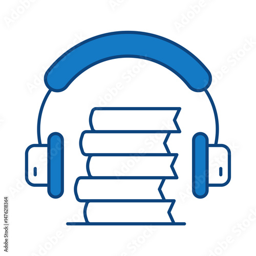 Audiobook Blue Line Icon. E-learning, Education, Teaching, Online Study Icons Editable Stroke Vector Illustration