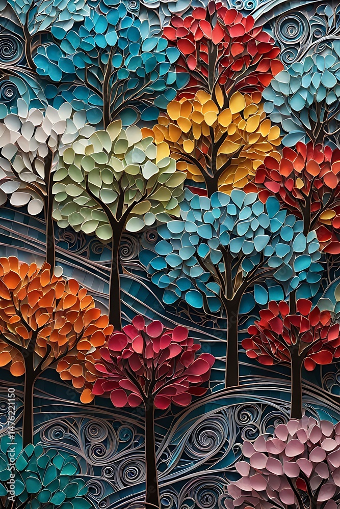 custom made wallpaper toronto digitalabstract tree with colorful flowers