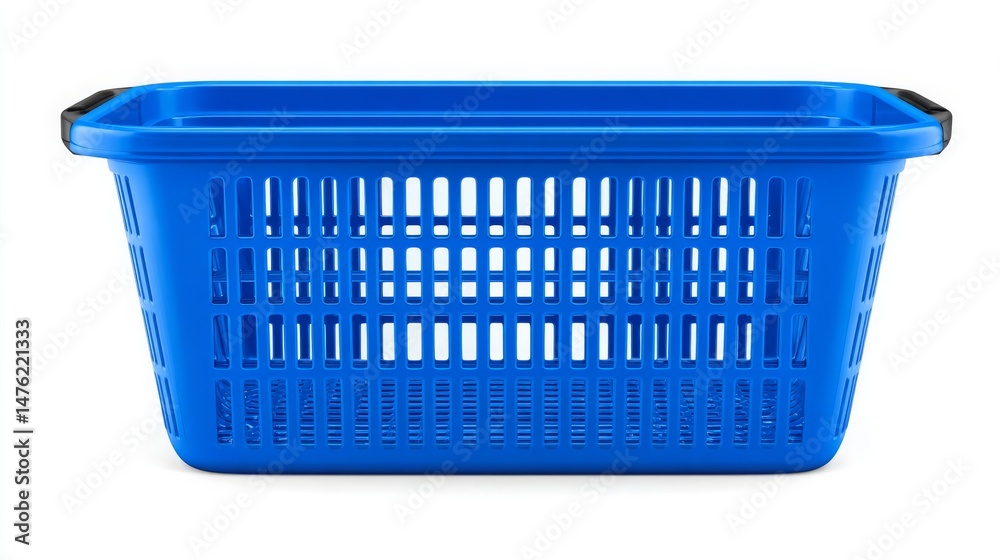 Fototapeta premium Bright Blue Plastic Storage Basket for Home Organization and Storage