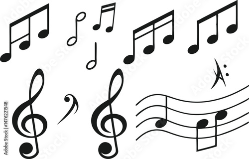 Music Note Clipart Set for Creative Projects. Hand Drawn Music Note Clipart Collection. Musical Note Clipart for Designs and Crafts. Music Note Clipart for Art and Decoration
