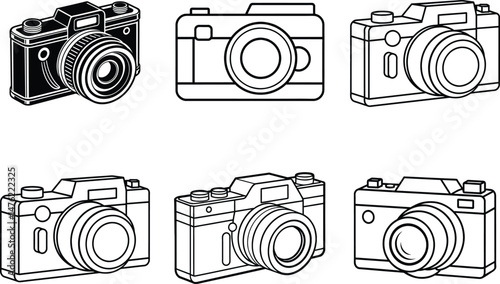 Minimalist Camera Line Art Illustration with Simple Outline and Modern Design