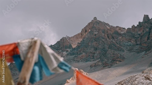Prayer Flags With Mountain Background in Himalayas