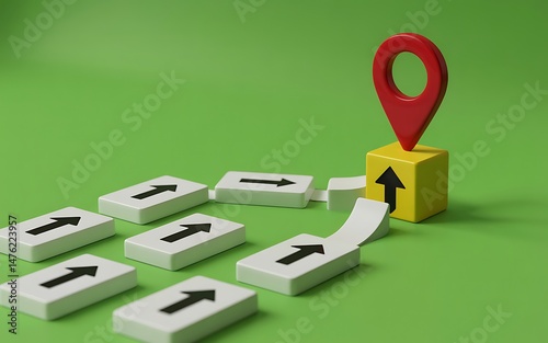 Navigating the Path to Success A 3D Render of Strategic Decision-Making and Goal Achievement