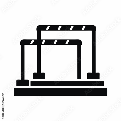Man jumping over hurdles icon silhouette vector illustration