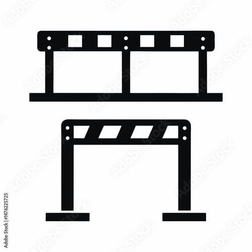 Man jumping over hurdles icon silhouette vector illustration