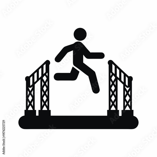 Man jumping over hurdles icon silhouette vector illustration