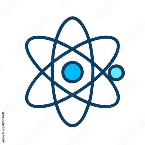 Abstract illustration of atom structure on black background