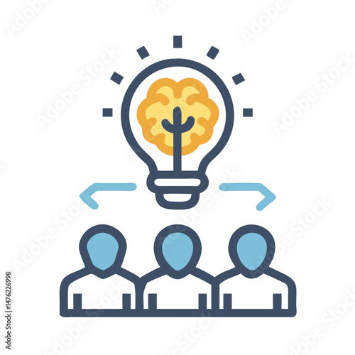 Teamwork brainstorming session sharing ideas concept visualization icon graphic