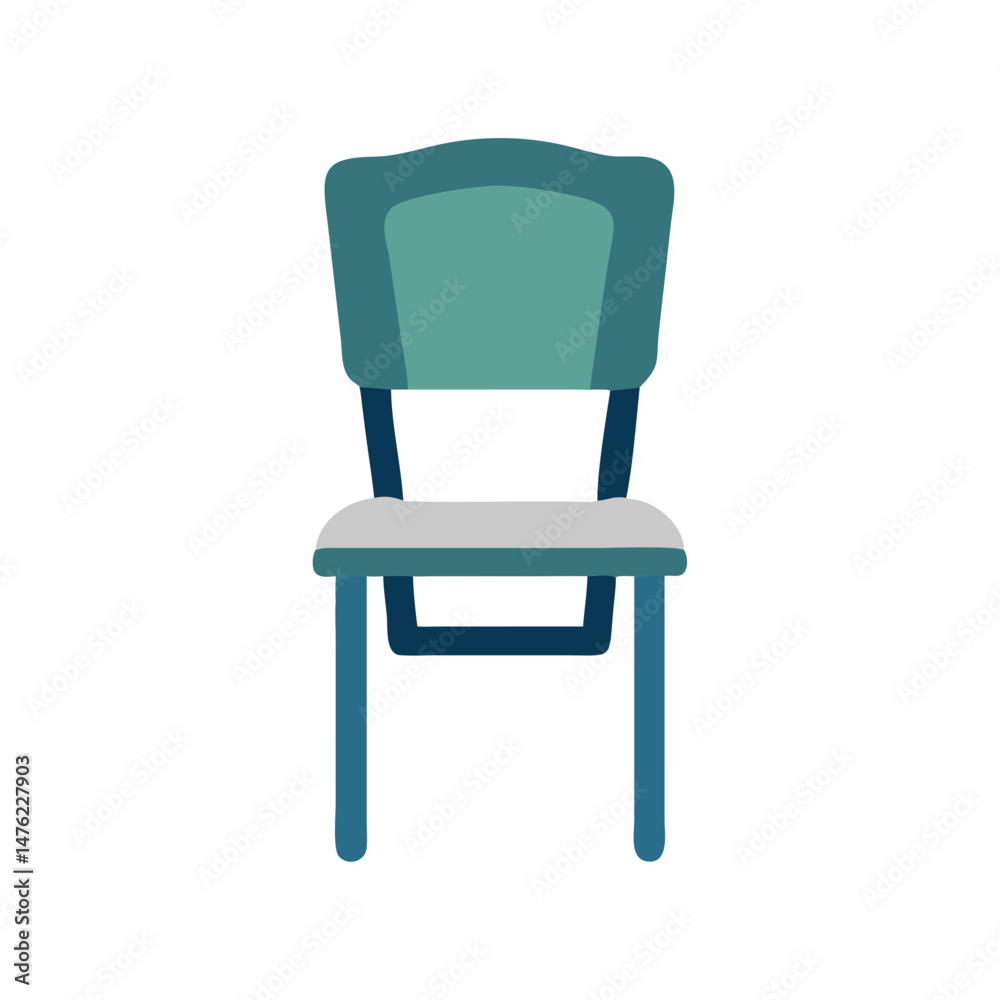 Fototapeta premium Minimalist teal chair illustration on black background studio shot
