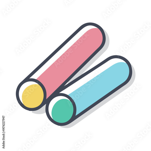 Stylized illustration of two colorful parallel cylinders on black