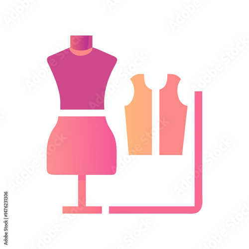 Minimalist garment design studio concept with mannequin and pattern