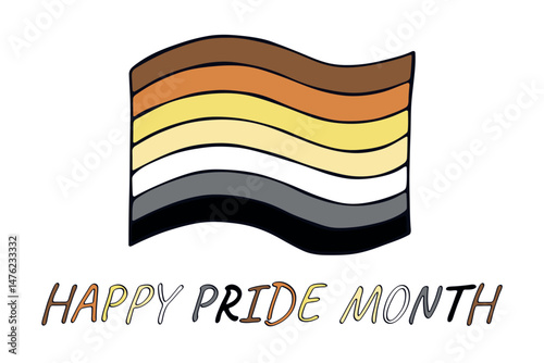 Colorful Bear brotherhood pride flag Happy pride day LGBTQ community Pride Month Vector hand drawn doodle for posters, stickers, logo, cards