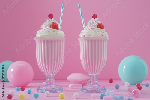 high definition visual of milkshake set on the table