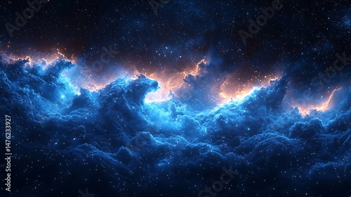Luminous celestial tapestry of swirling nebulae