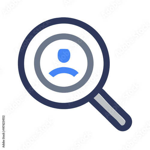 Magnifying glass icon focusing on human profile search