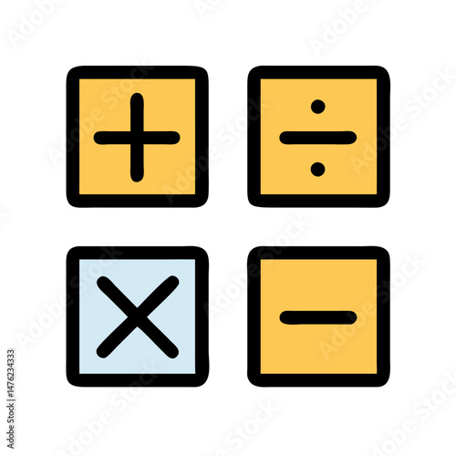Simple mathematics operations with plus, minus, multiply and divide