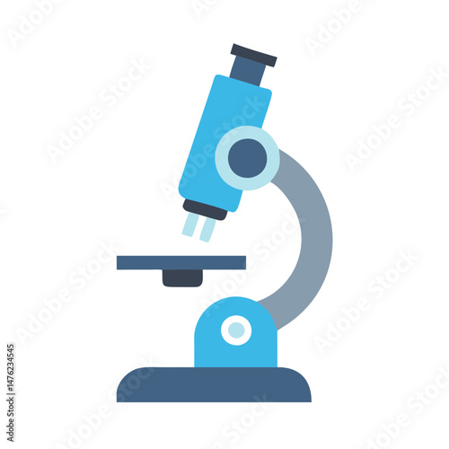Flat style illustration of laboratory microscope on black background