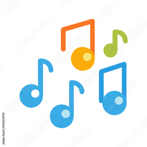 Vibrant music notes on a black background represent melody