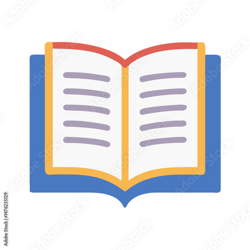 Stylized open book icon on black background illustration
