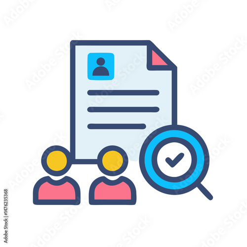 Resume review and applicant selection process stock image concept