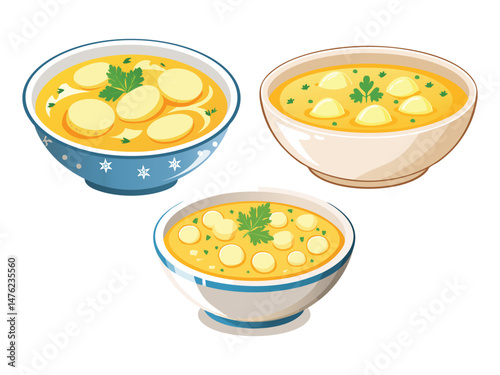 vector illustration of a german food Kartoffelsuppe (Potato Soup)