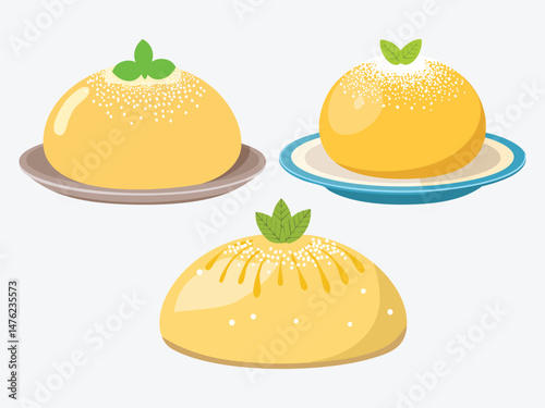 vector illustration of a german food Knödel (Boiled Dumplings Made from Bread or Potatoes)