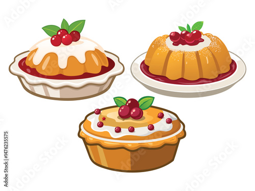 vector illustration of a german food Kirschmichel (Cherry Bread Pudding)