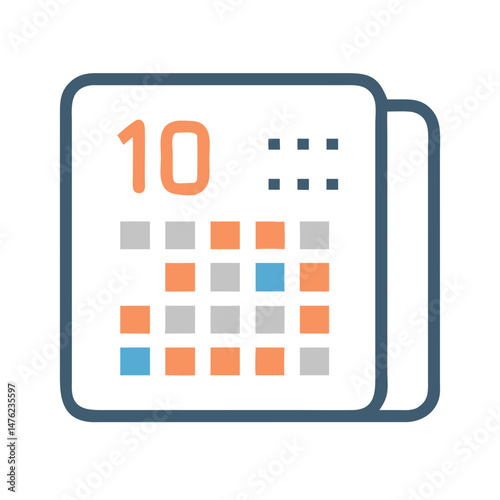 Flat Design Calendar Icon Representing Schedule or Important Date
