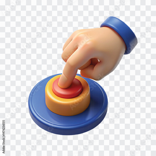 Press Button Icon Render | Click Symbol PNG | User Interface Interaction Illustration