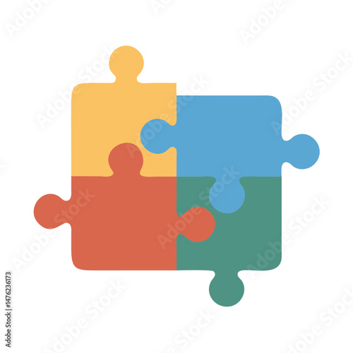 Connected puzzle pieces symbolizing teamwork and collaboration on black background