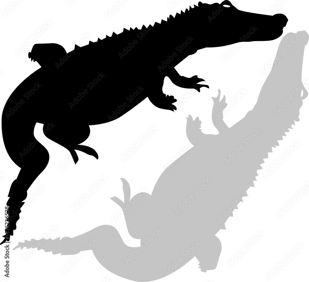 Fototapeta premium Silhouette Crocodile Animal Vector Line Art