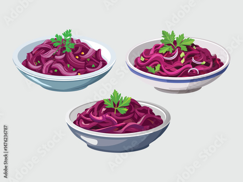 vector illustration of a german food Rotkohl (Braised Red Cabbage)