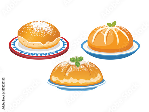 vector illustration of a german food Semmelknödel (Bread Dumplings, Especially Popular in Bavaria)