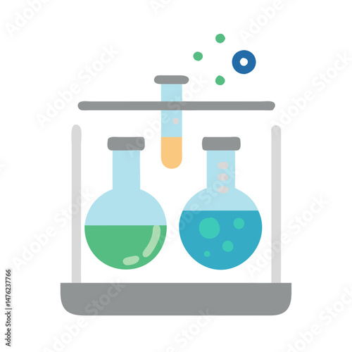 Flat design science experiment with beakers and test tube