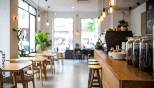 Fototapeta na wymiar おしゃれなカフェの店内・カウンター