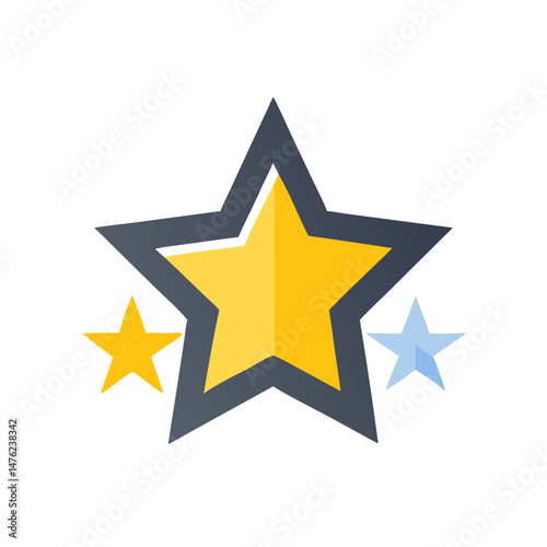 Three stars flat design graphic element on black background