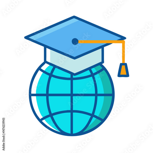 Graduation cap on globe representing global education opportunities