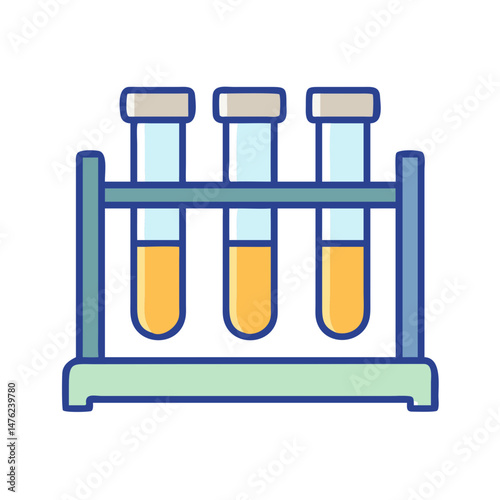 Cartoon test tubes in a laboratory rack illustration
